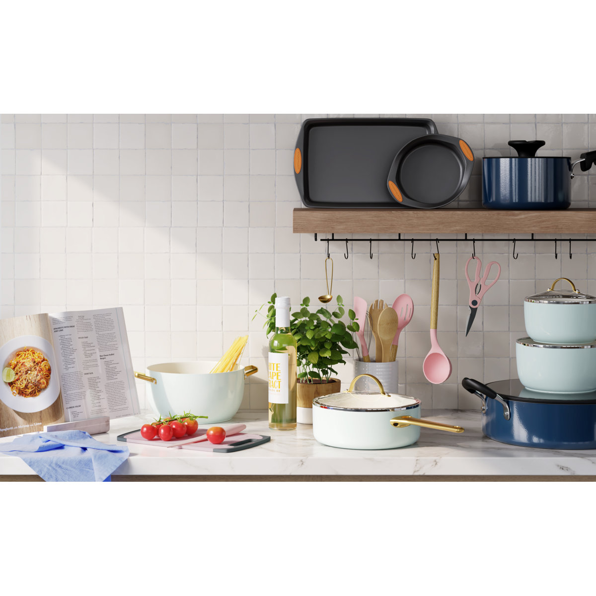 Basic Essentials White Serveware 8 Utensil Set